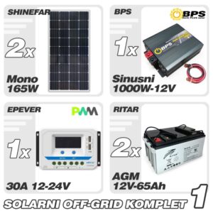 Solarni fotonaponski off grid komplet 1 monokristalni 24V-230V